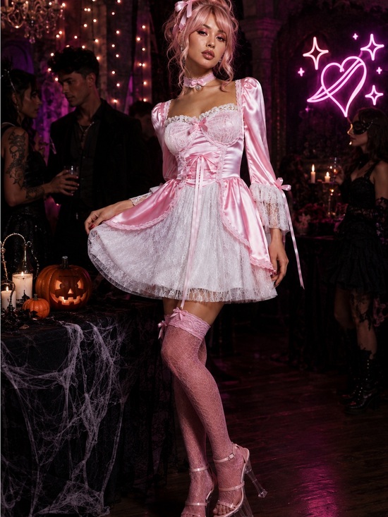 Trickz N' Treatz Dresses & Skirts - Dolls Kill Trickz N’ Treatz Cake Queen Costume Pink Lace Dress XL NWT